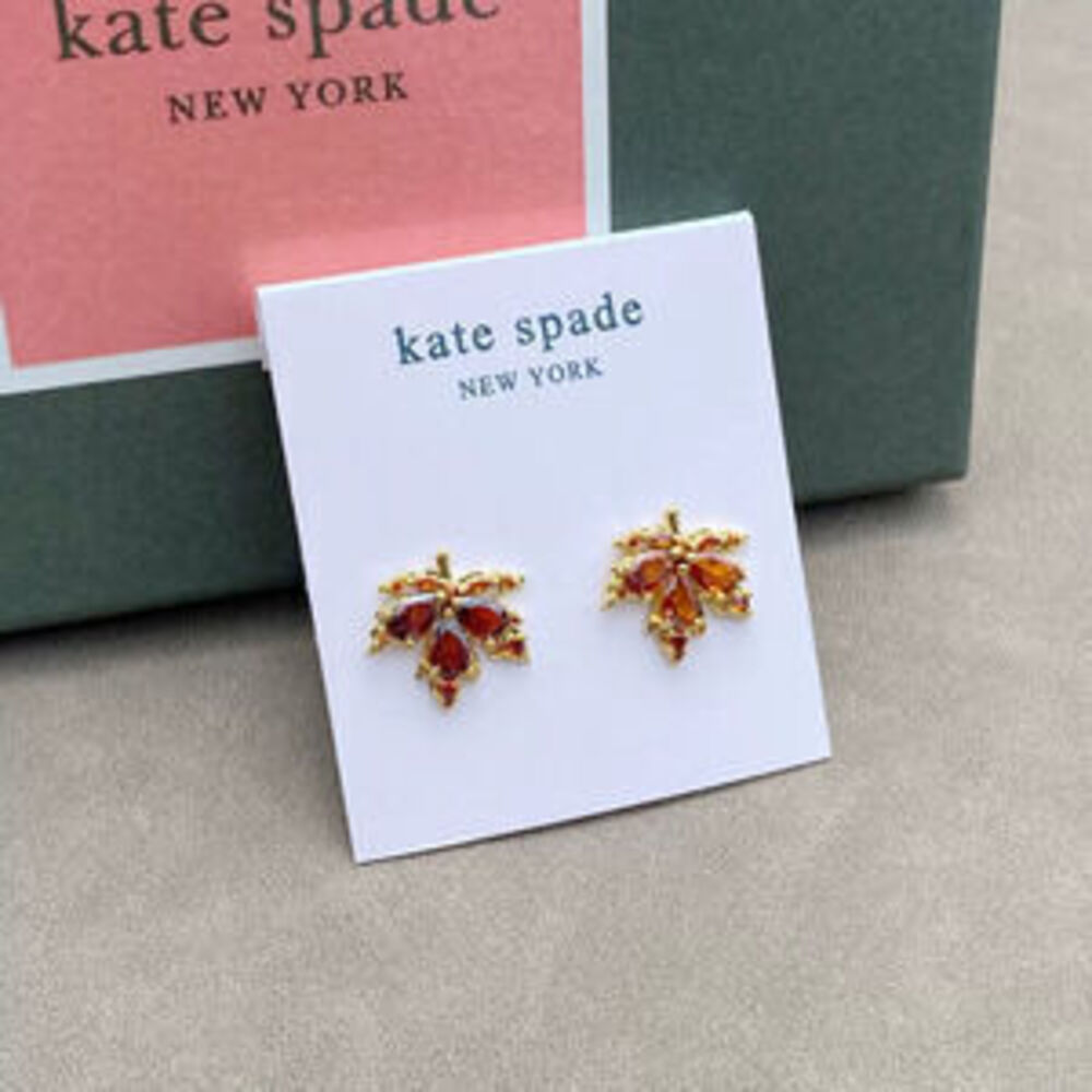 kate spade Red Maple Leaf Sterling Silver Stud Earrings